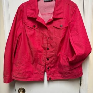 Nina Leonard Red Jean Jacket